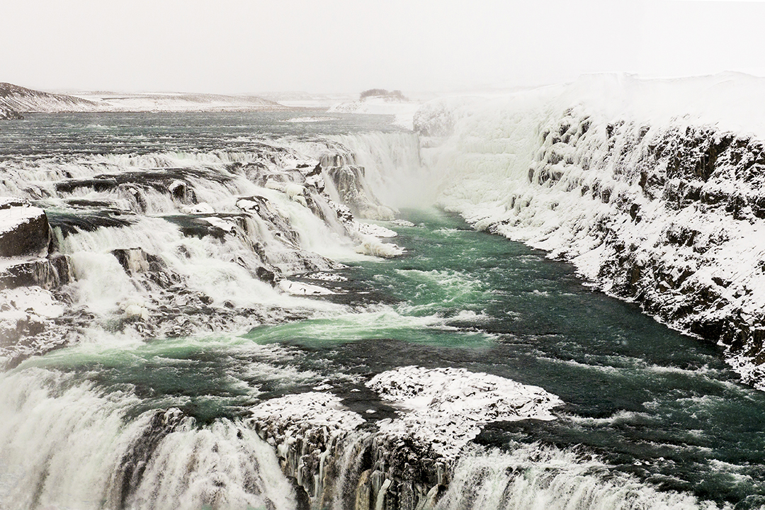 Close up of Gullfoss Waterfall, Iceland