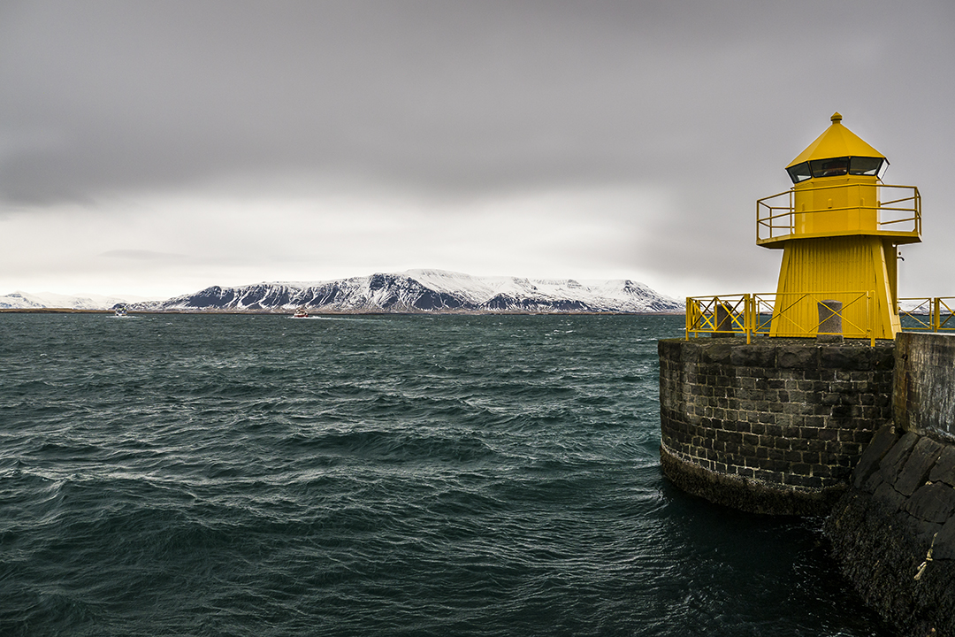 Nordurgardi Lighthouse in Reykjavik Harbour, Iceland